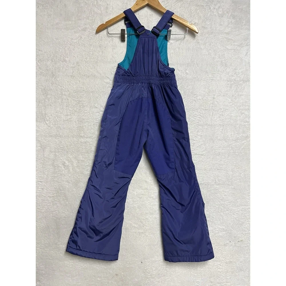 Lands' End Kids Snow Bibs Size 7 Purple Insulated Winter Ski Snow Pants